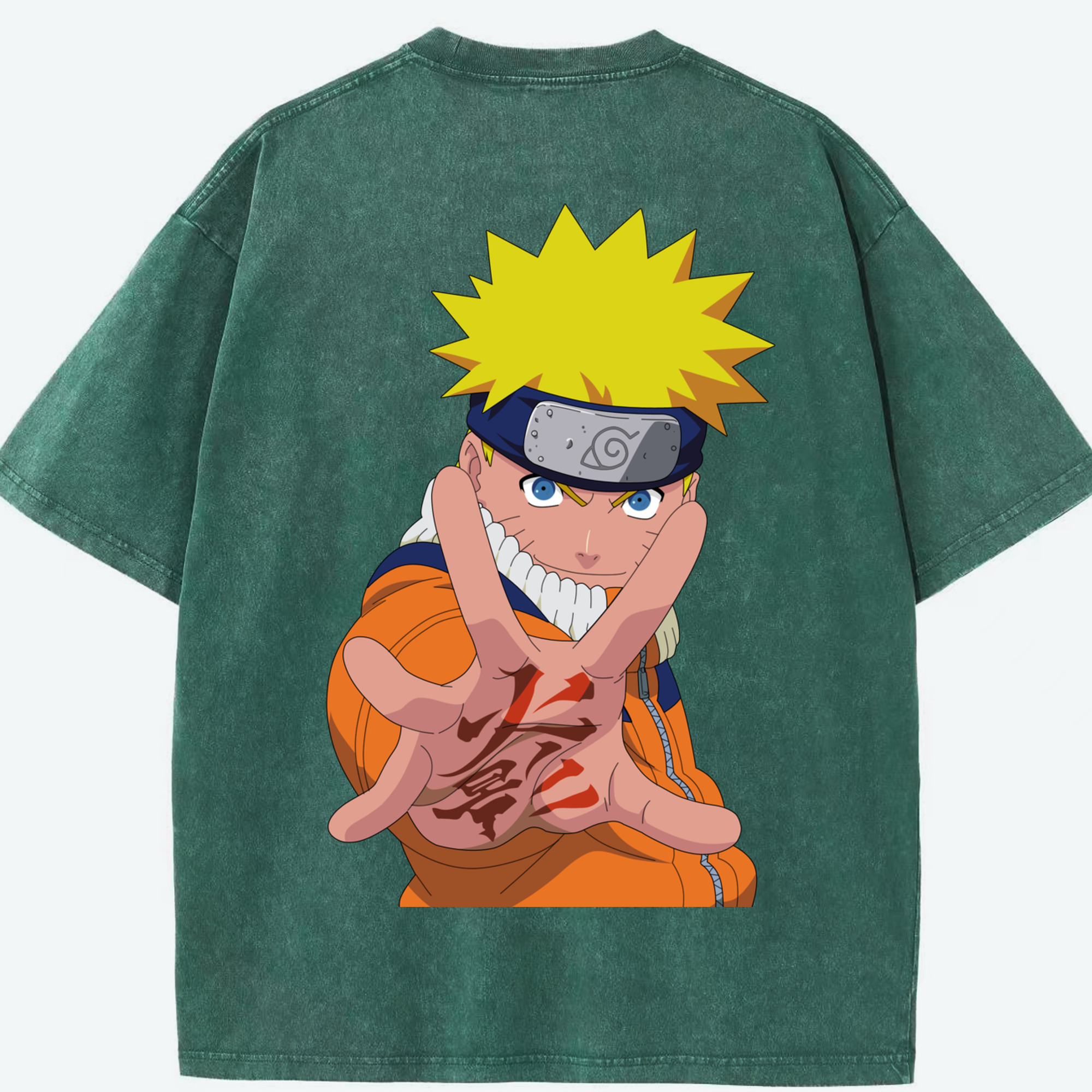 （画像用） NARUTO -ナルト- うずまき ナルト Uzumaki Naruto 綿100% ヴィンテージ風 半袖Tシャツ（背面プリント）